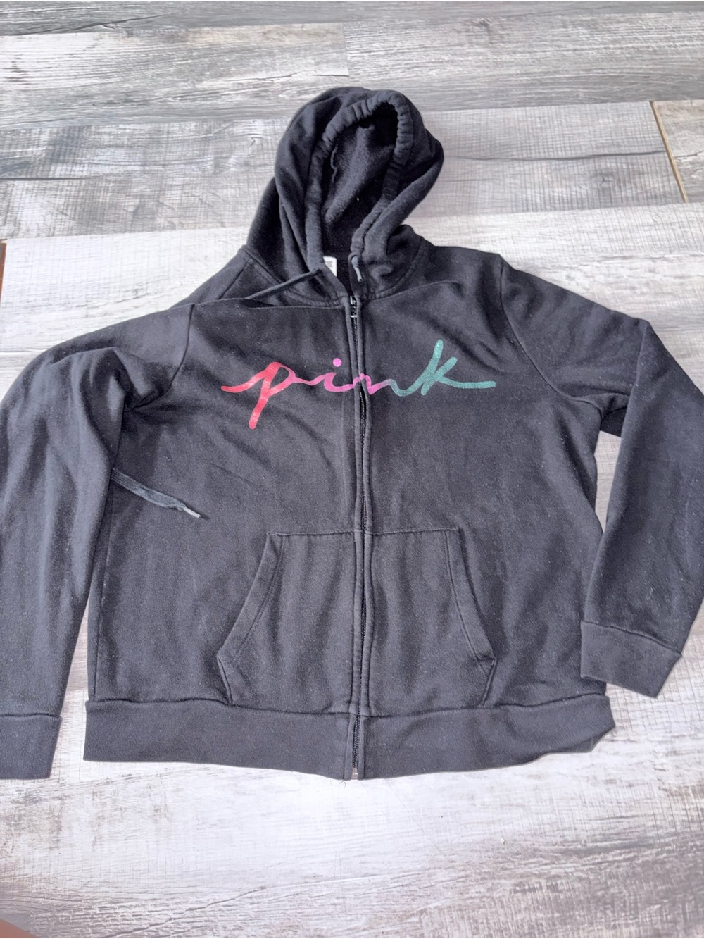 VS PINK RAINBOW BLING OUTFIT SET L pants XL ZIP UP HOODIE and joggers - Picture 7 of 11